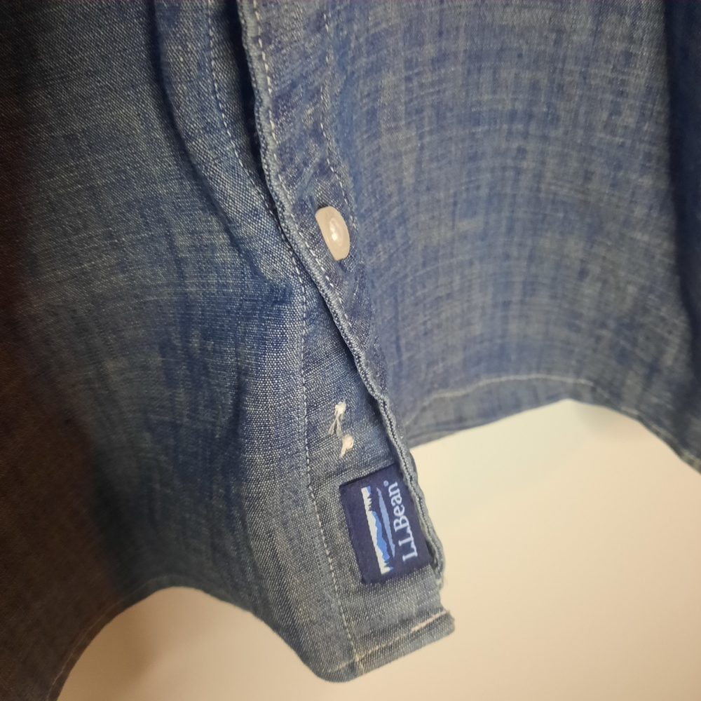 L.L. Bean Blue Jean Casual Button Down Lobg Sleeve Shirt - Picture 3 of 4